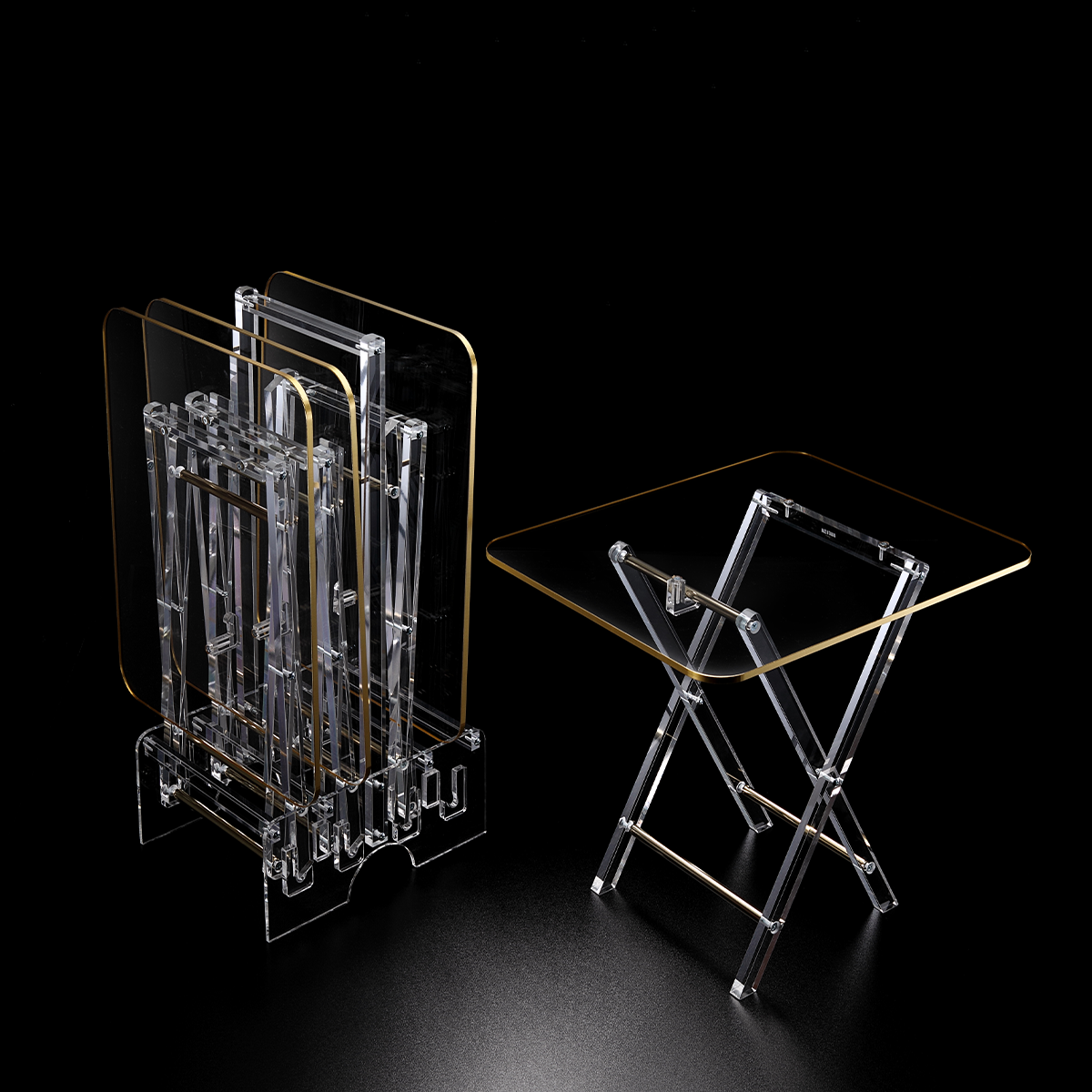 Acrylic Rectangular Coffee Tables with Stand Set Classic Design