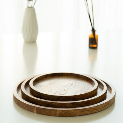 Vague Round Acacia Wooden Tray