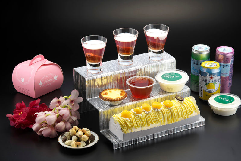 Vague Acrylic Display Dessert Set Bark M Silver