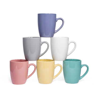 Decopor 6 piece Stoneware Color Glazed Mugs Set 360 ml