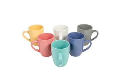 Decopor 6 piece Stoneware Color Glazed Mugs Set 360 ml