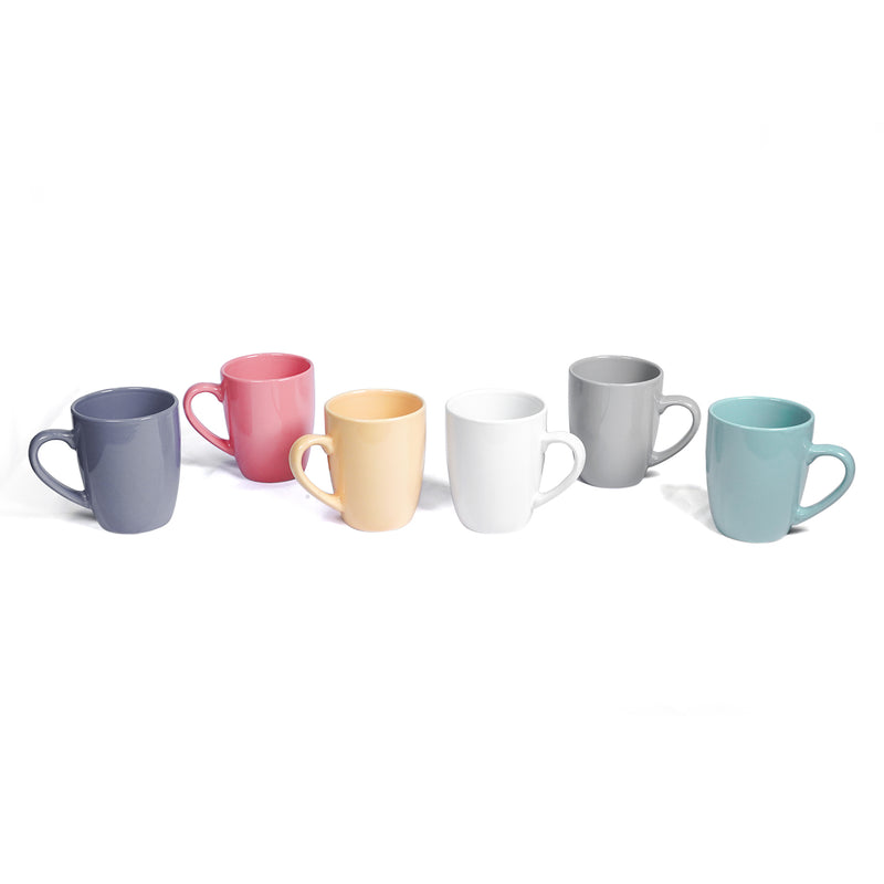 Decopor 6 piece Stoneware Color Glazed Mugs Set 360 ml