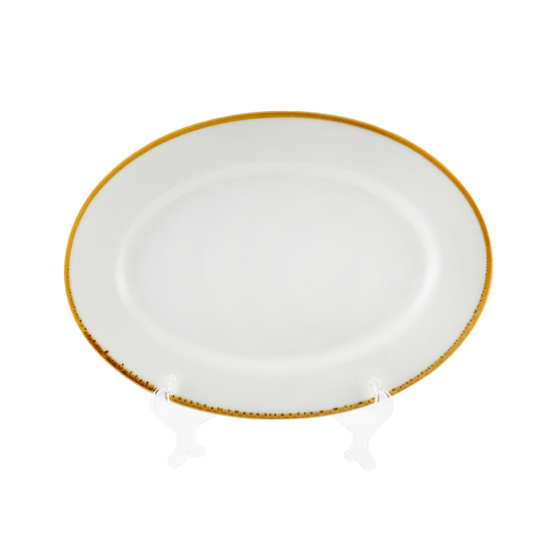 Porceletta Ivory Mocha Porcelain Oval Plate