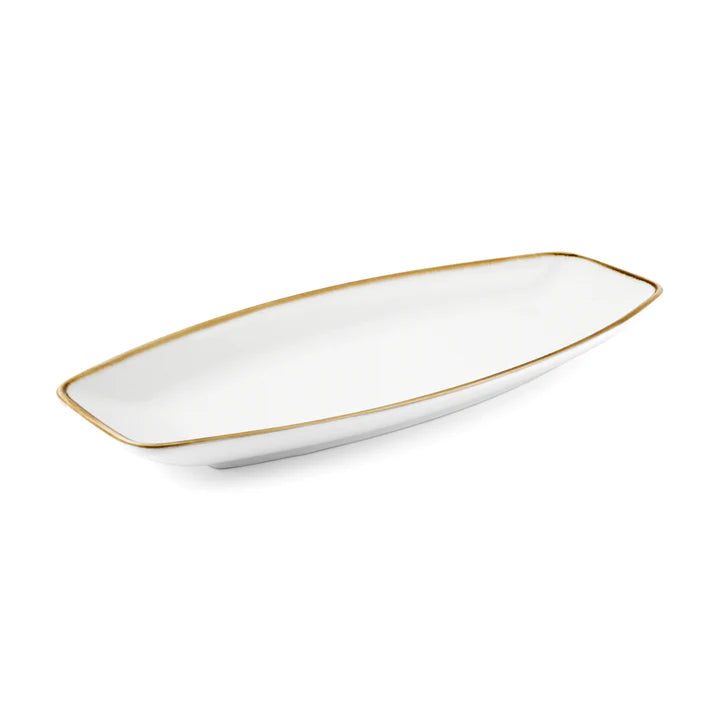 Porceletta Ivory Mocha 12 Inch Boat Shape Plate