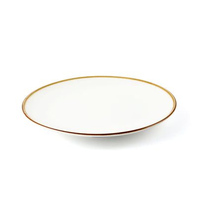 Porceletta Ivory Mocha Rimmed Thin Flat Plate 11"