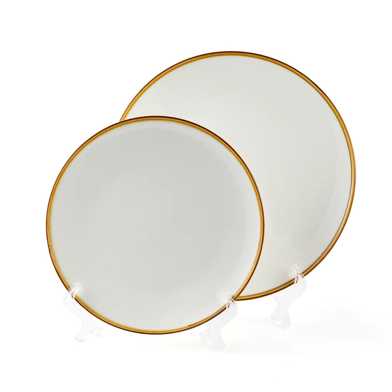 Porceletta Ivory Mocha Rimmed Thin Flat Plate 11"