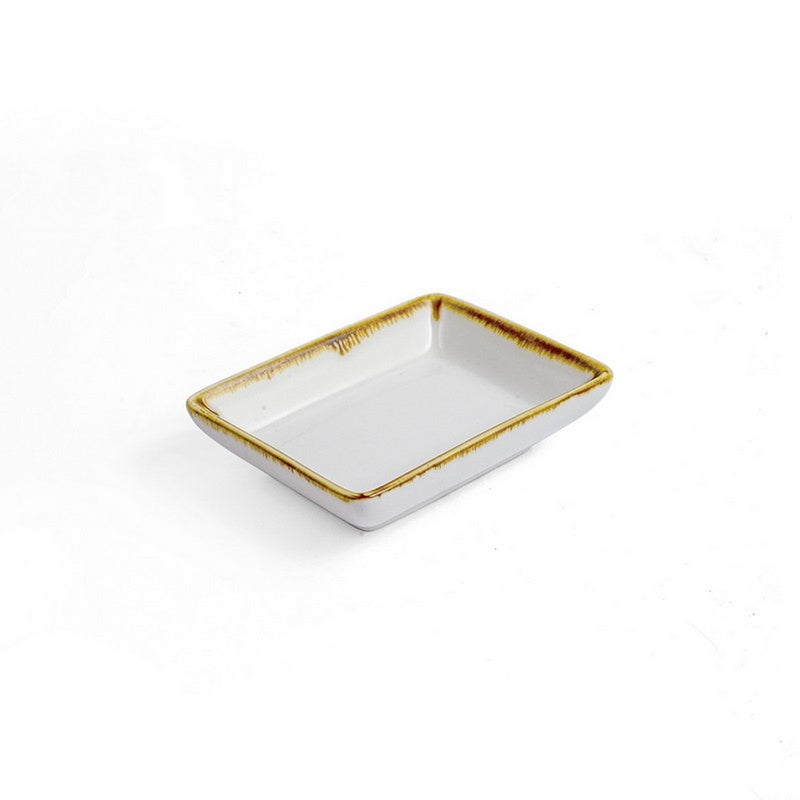 Porceletta Ivory Mocha 3.5 Inch Rectangular Dish