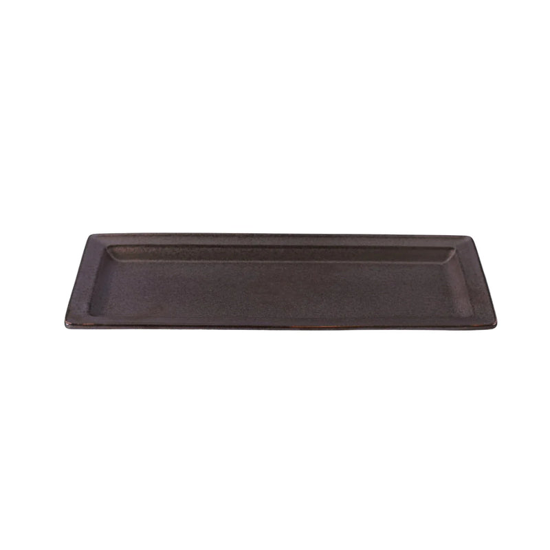 Rustic Black Rectangle Porceletta Rustic Black Reactive Glaze Porcelain Rectangular Plate ...