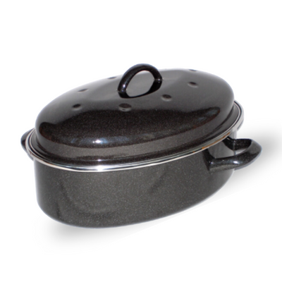 Roasting Dish With Lid, Made of Enamelled Steel..