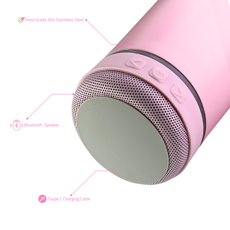Novel Smart Tumbler 1.18L with Bluetooth Speaker | Baby Pink