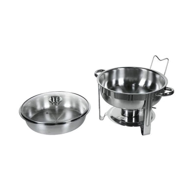 Vague Round Stainless Steel Chafing Dish with Glass Lid 4.5 Liters