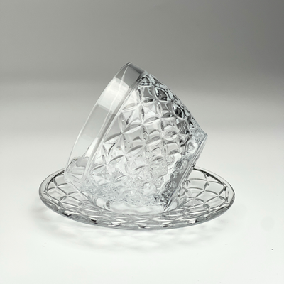 Vague 12 Piece Pudding Glass Bowls with Saucers Crystal