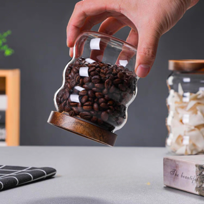 Glass jar set with bamboo lid