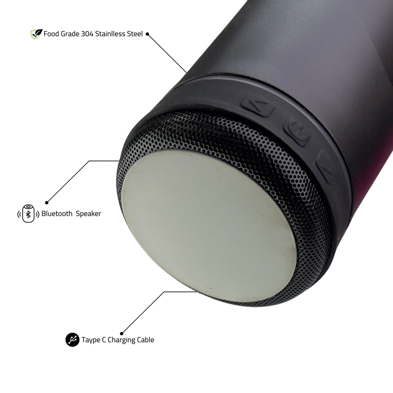 Novel Smart Tumbler 1.18L with Bluetooth Speaker | Black