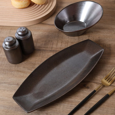 صحن بورسلان مربع راستك أسود من Porceletta 