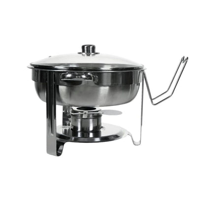 Vague Round Stainless Steel Chafing Dish with Glass Lid 4.5 Liters