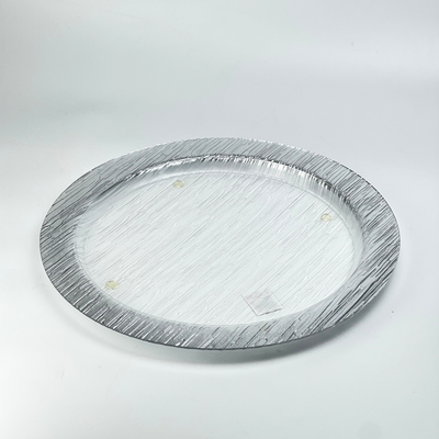 Vague Round Acrylic Serving Plate Bark Design