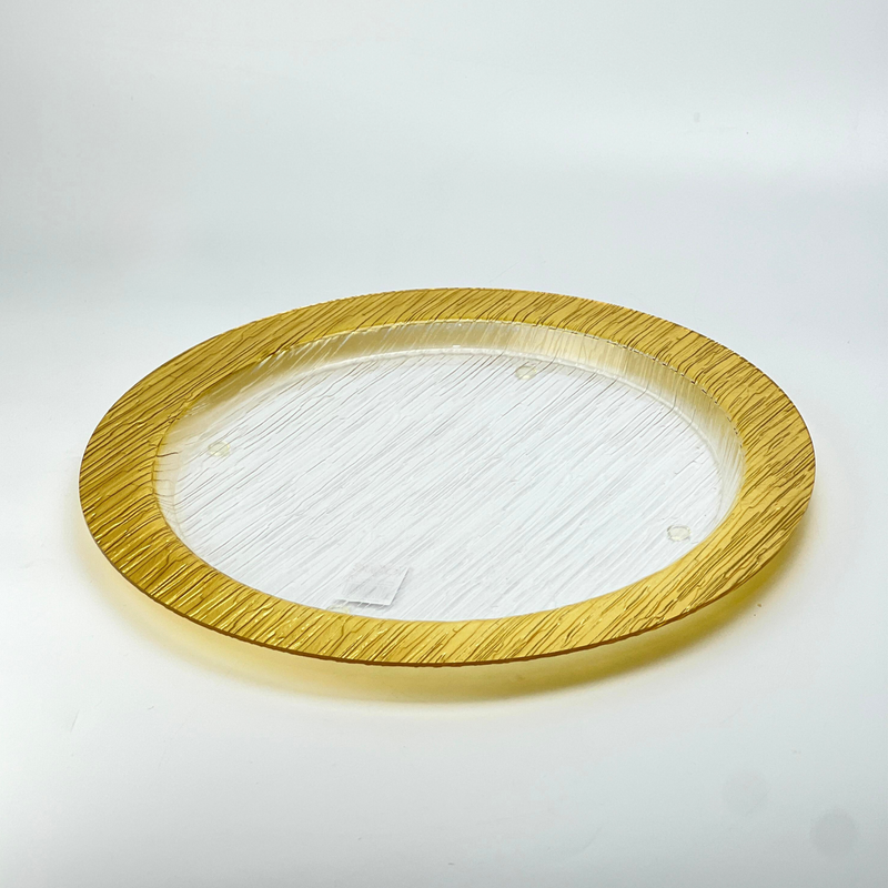 Vague Round Acrylic Serving Plate Bark Design