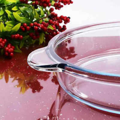 Round Glass Baking Dish with Handles