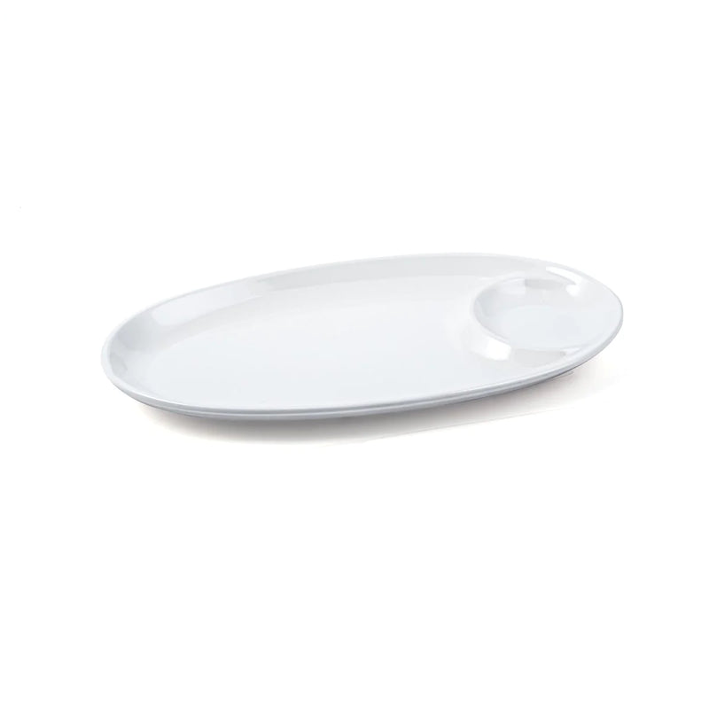 Vague Melamine Oval Platter with Sauce Hole