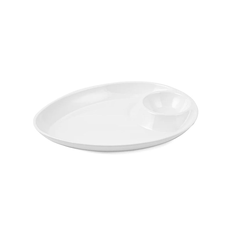 Vague Melamine Triangle Platter with Sauce Hole