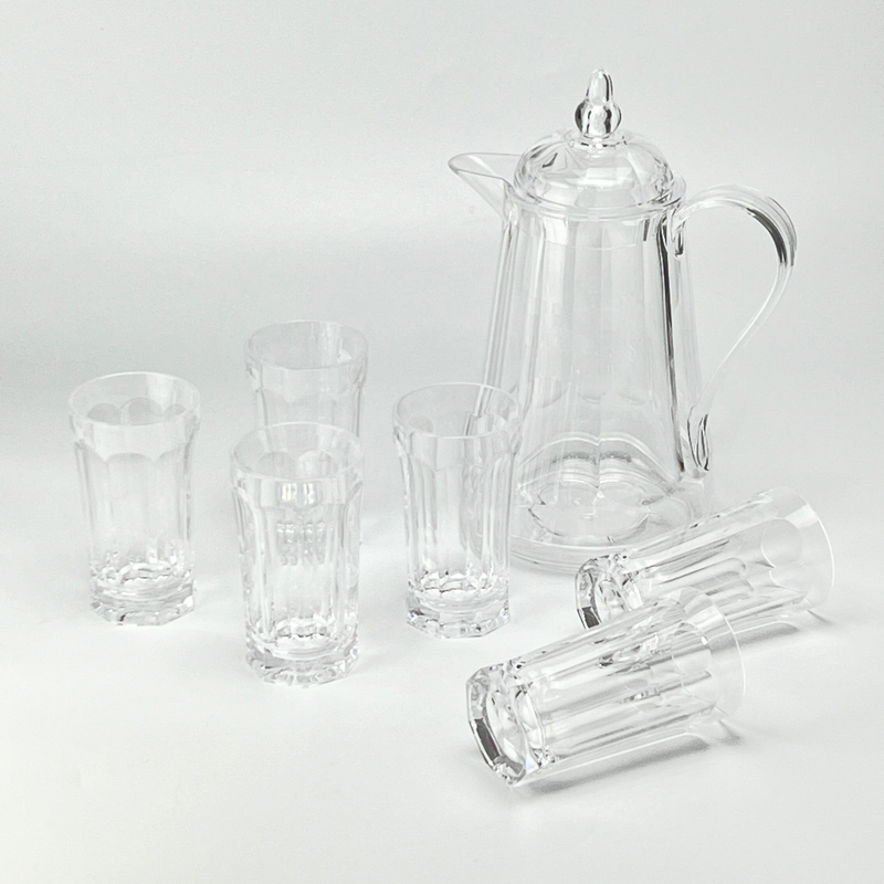 Vague Acrylic Water Jug 2.35 L with 6 Cups Set