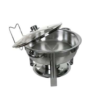 Vague Round Stainless Steel Chafing Dish with Glass Lid 4.5 Liters