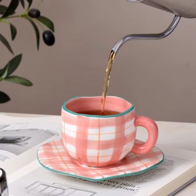 كوب قهوة بورسلان مع صحن