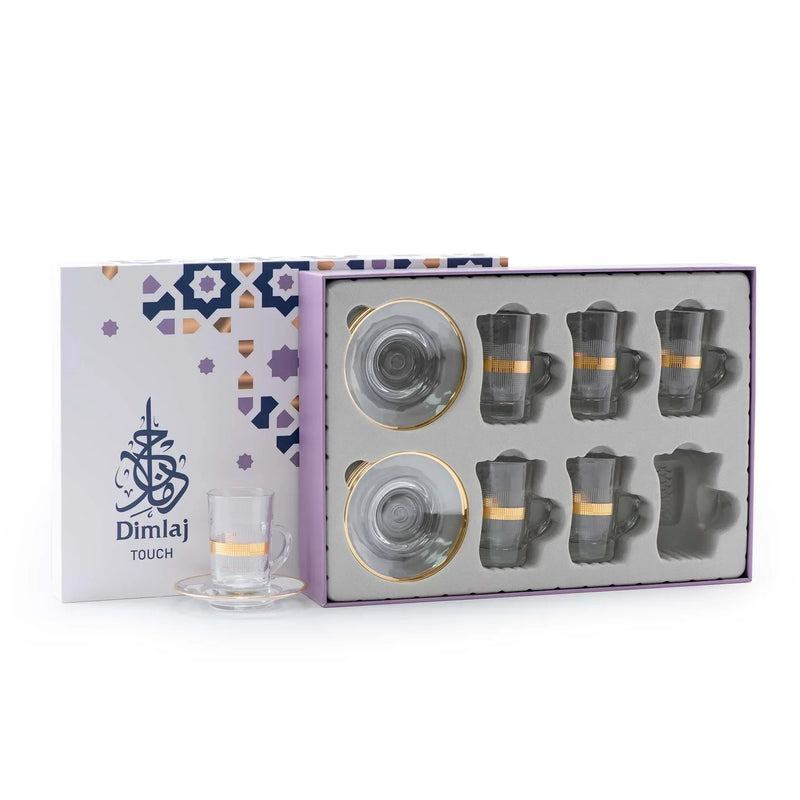 Dimlaj Luna Glass Tea Set 12 Pcs Gold – Dukkan Khalil