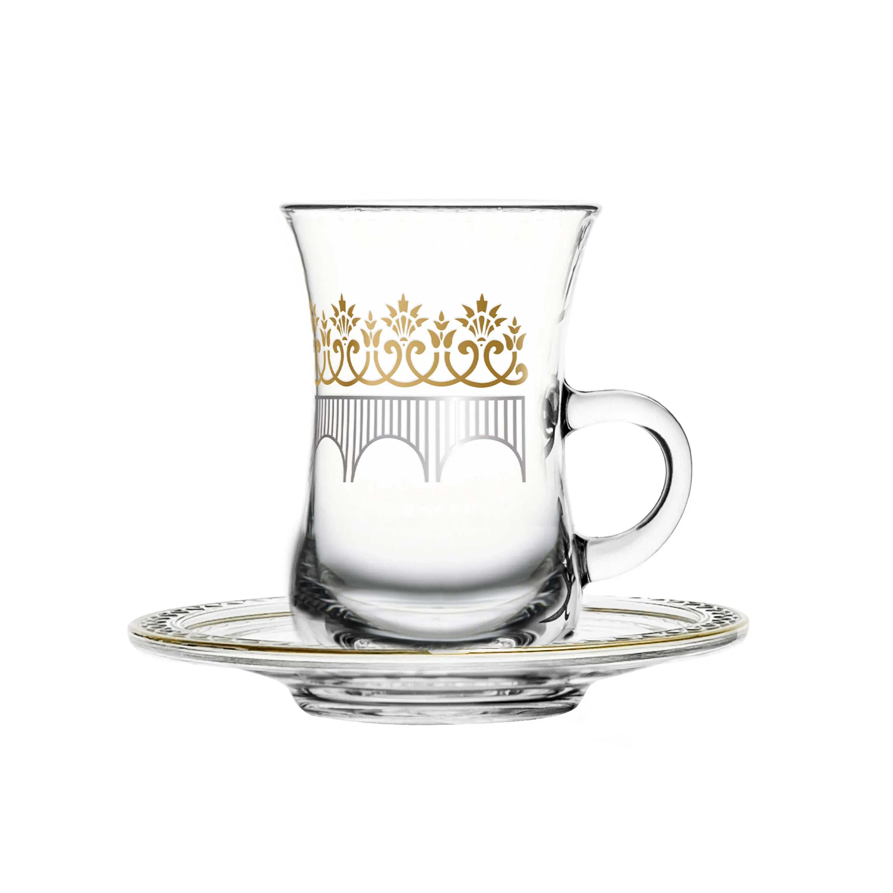 Dimlaj Grace Glass Tea Set 12 Pcs Gold & Platinum – Dukkan Khalil