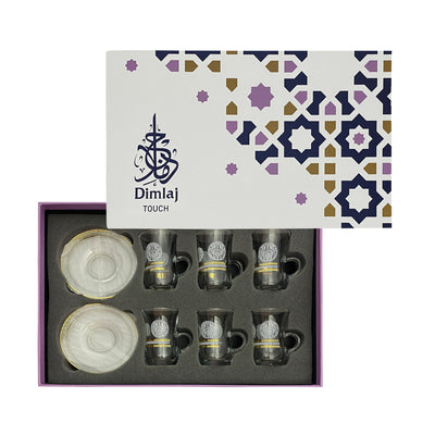 طقم استكانة شاي Crest الزجاجية مع صحن | 12 قطعة