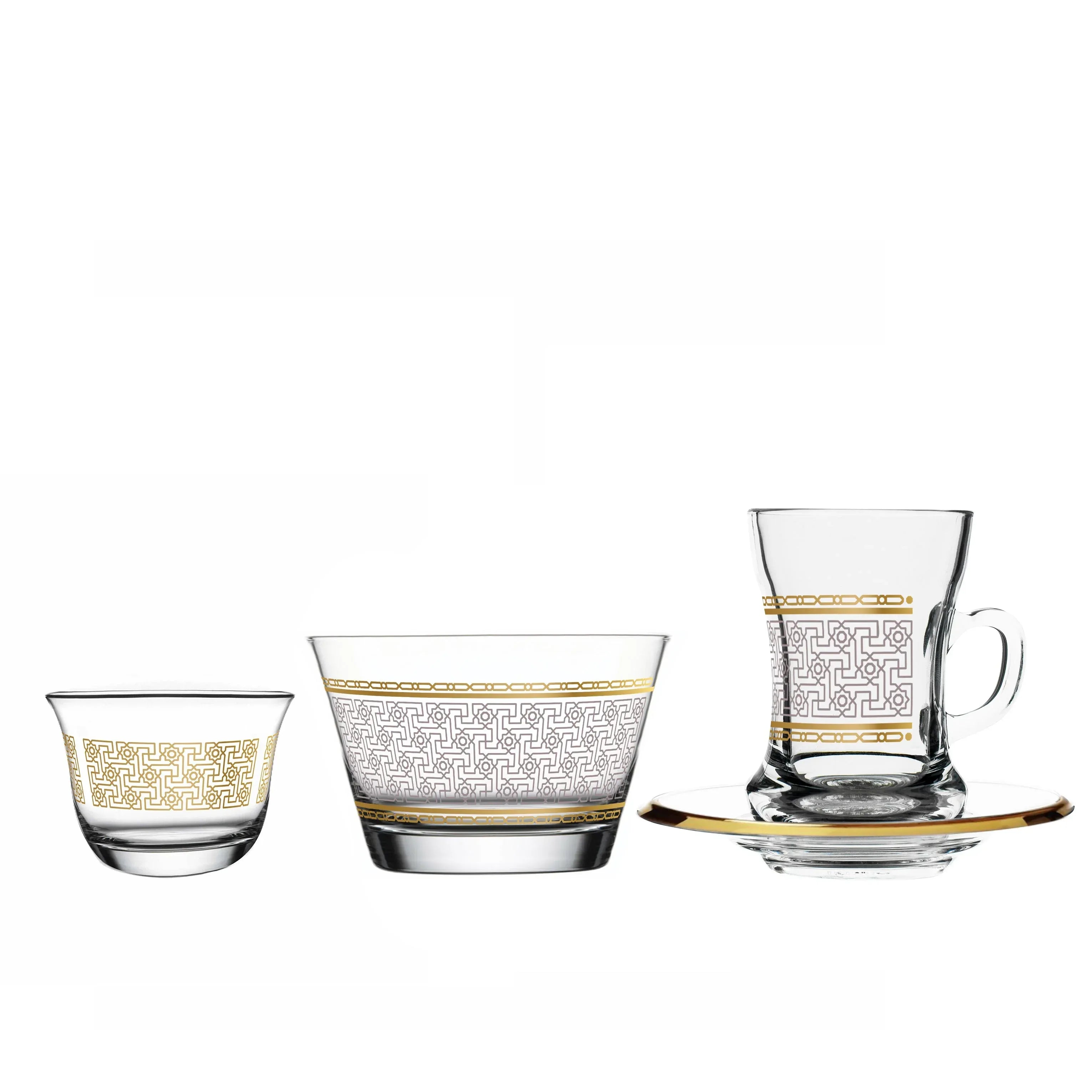 Dimlaj Yaqout Glass Tea & Coffee Set 19 Pcs Gold – Dukkan Khalil