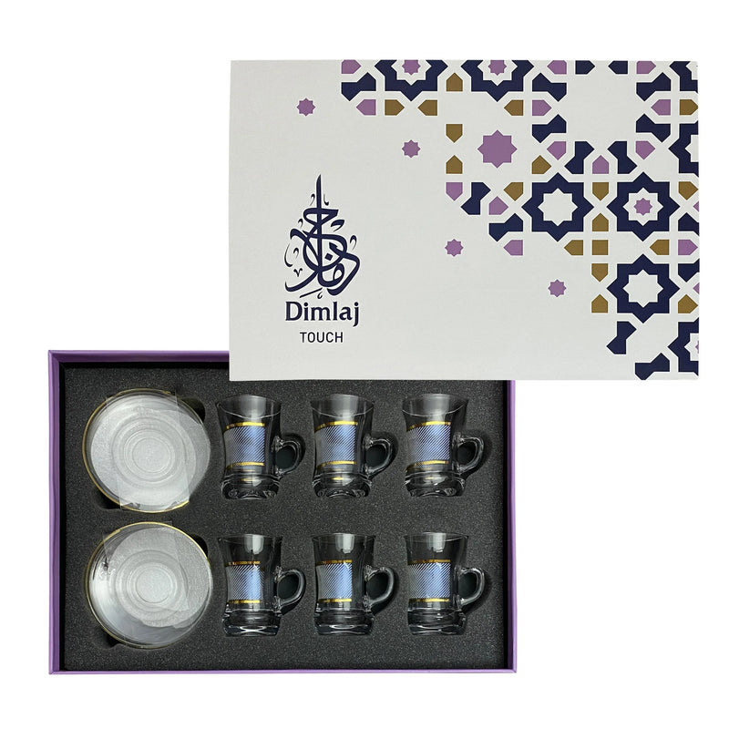 Dimlaj Nirvana Glass Tea Cup Set 12 Pcs Gold – Dukkan Khalil
