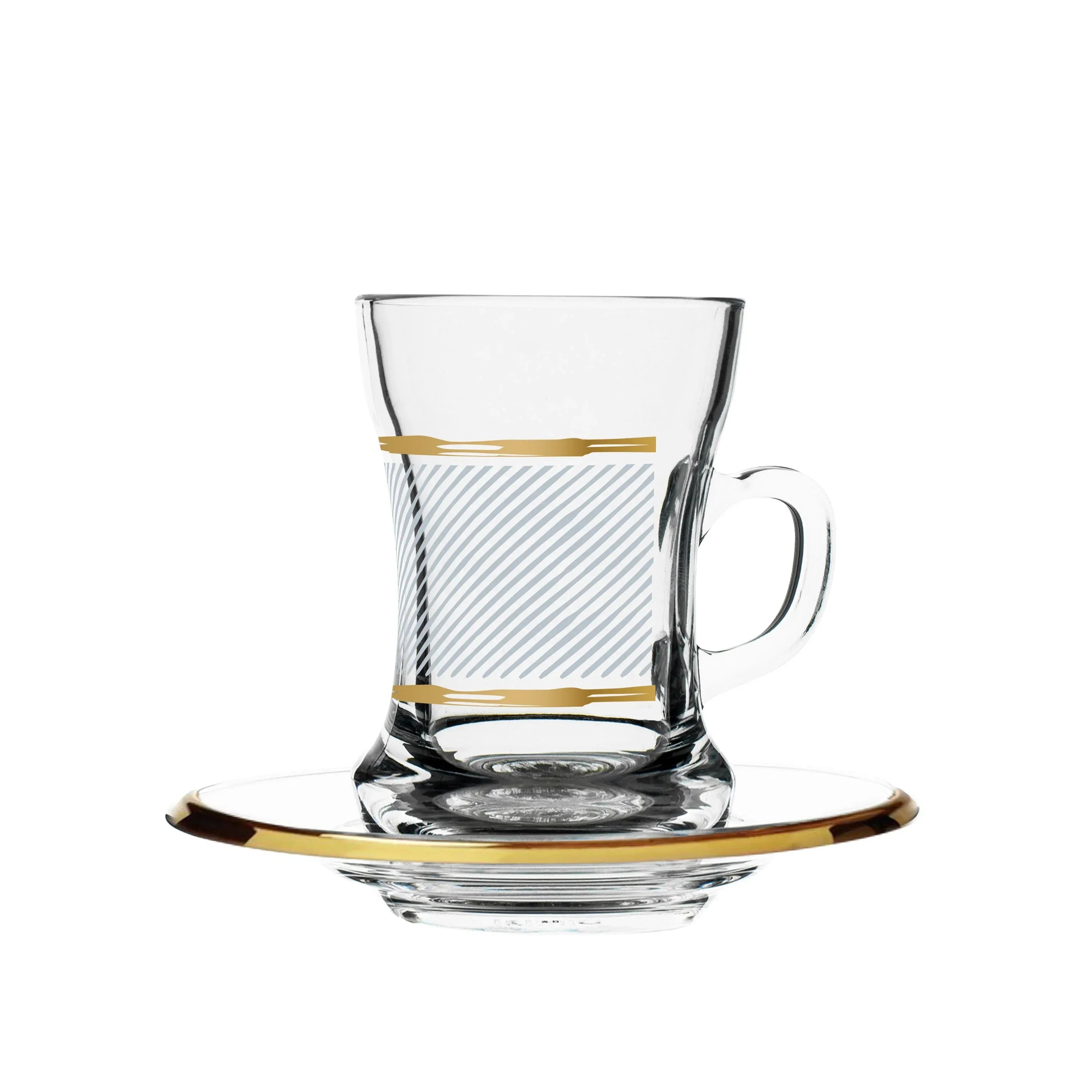 Dimlaj Nirvana Glass Tea Cup Set 12 Pcs Gold – Dukkan Khalil