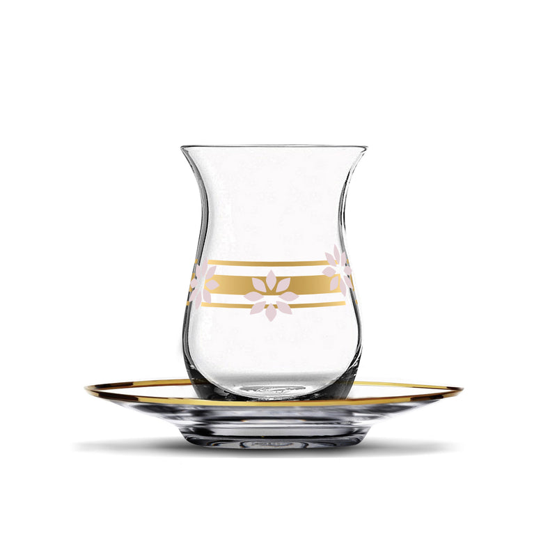 Carmen Glass Tea Cup W/Saucer Set | 12 pieces