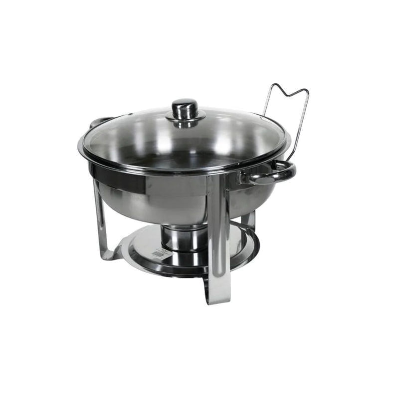 Vague Round Stainless Steel Chafing Dish with Glass Lid 4.5 Liters