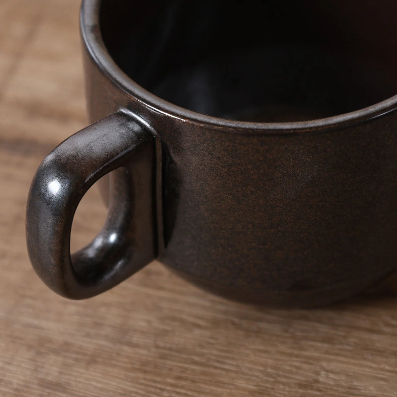 فنجان مع صحن بورسلان راستك اسود 200 مل من Porceletta 