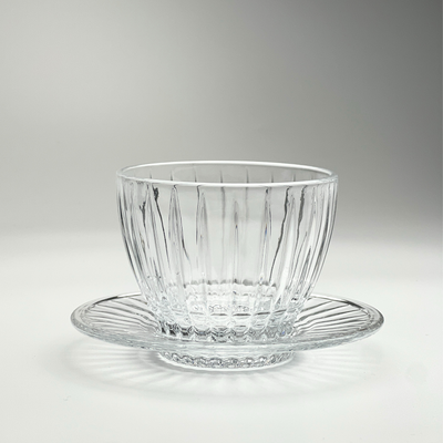 Pudding Glass Bowl with Saucers Stripes