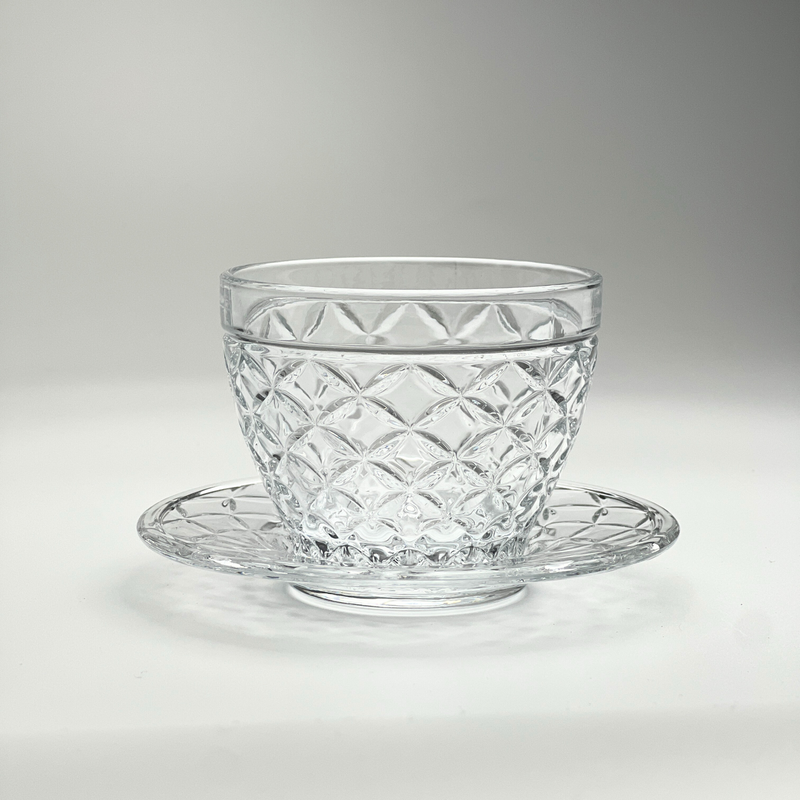 Vague 12 Piece Pudding Glass Bowls with Saucers Crystal