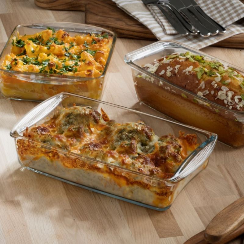 Pasabahce Rectangular Glass Baking Dish Set – 3 Pieces