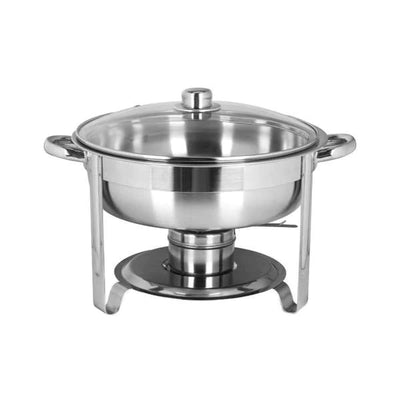 Vague Round Stainless Steel Chafing Dish with Glass Lid 4.5 Liters