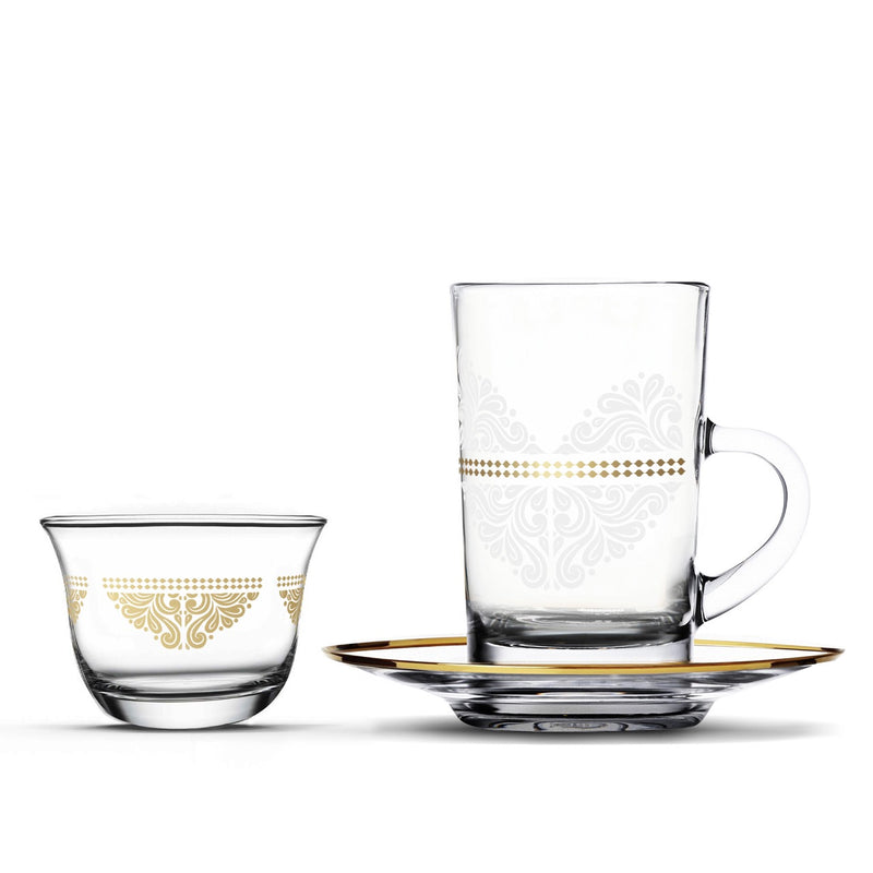 Diadem Glass Tea Cup W/Saucer & Cawa Cup Set | 18 pieces