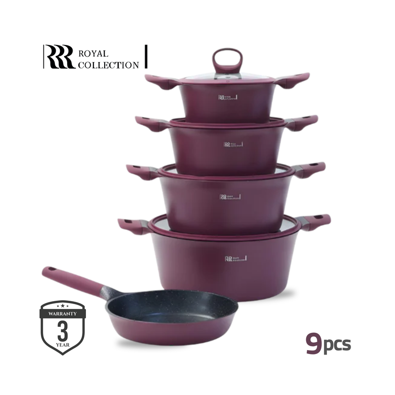 Royal Granite Cookware Set 9 Pcs| Nordic Model | Burgundy – Dukkan Khalil