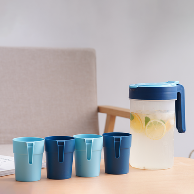 Vague Water Pitcher with 4 Cups Set 1.8 L