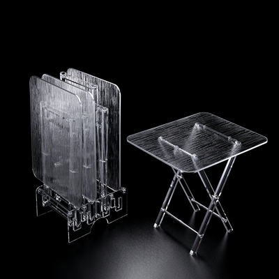 Acrylic Rectangular Coffee Tables - Silver Edges