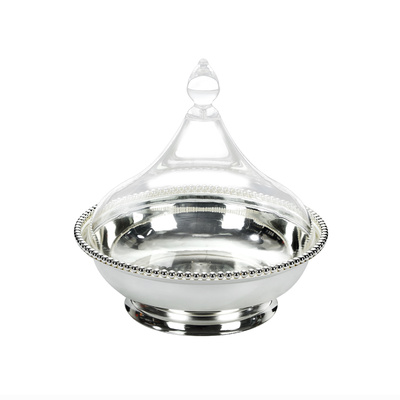 Vague Steel Dates Bowl with Acrylic Cover Set 