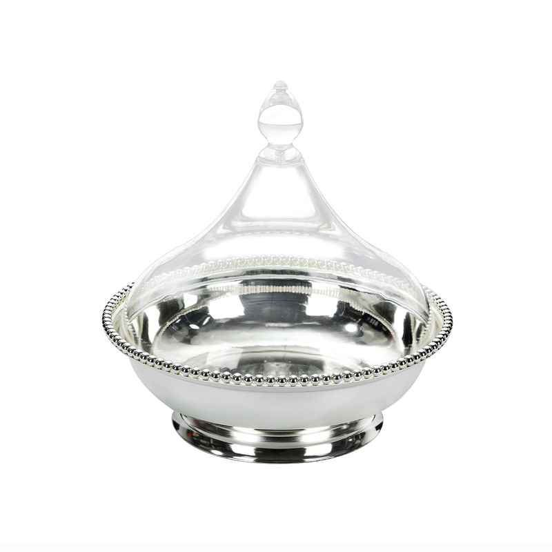 Vague Steel Dates Bowl with Acrylic Cover Set 