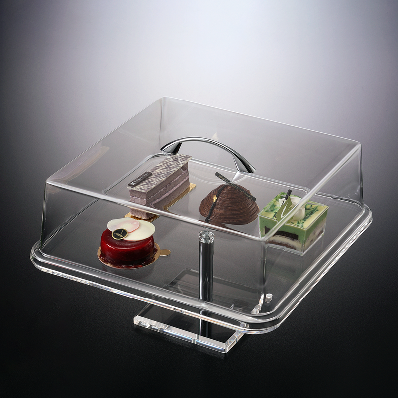 Vague Square Acrylic Cake Box with Stand 