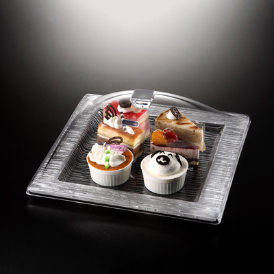 Vague Square Acrylic Serving Set Bark Design 