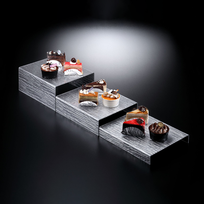 Vague Three Piece Acrylic Dessert Display Set Bark Design